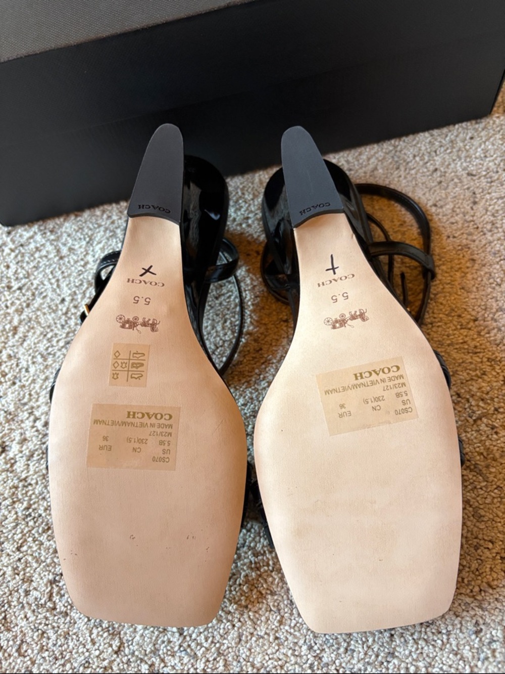 Coach Black Leather Cait Sandals Size 5 1/2 - Picture 4 of 6
